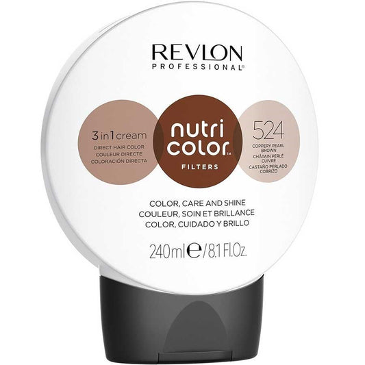 Revlon Revlon, Nutri Color Filters, Haarfarben-Creme-Maske, Farbverbesserung, 524 Coppery Pearl Brown, 250 ml Regular