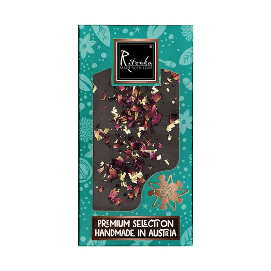 Ritonka Premium Bitterschokolade -  Gold, Rose 95g Handarbeit - Candyshop.ch