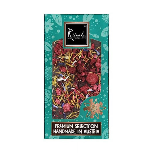 Ritonka Premium Bitterschokolade - Himbeere, Blüten - 95g Handarbeit - Candyshop.ch