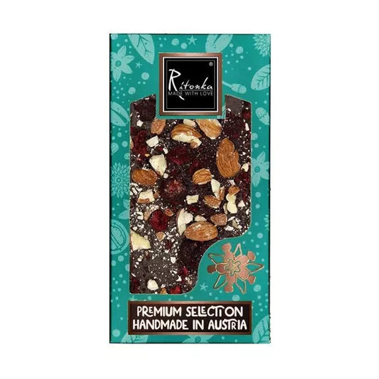 Ritonka Premium Bitterschokolade - Mandel, Kirsche - 95g Handarbeit - Candyshop.ch