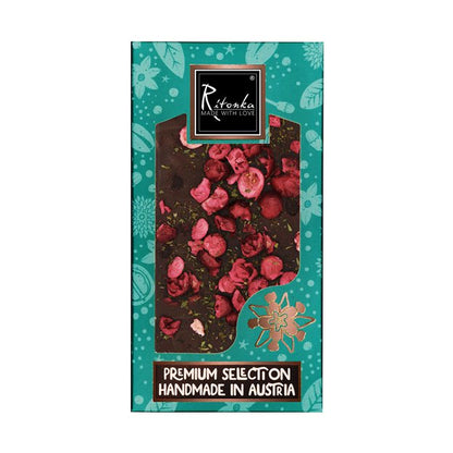Ritonka Premium Bitterschokolade - Minze, Preiselbeere 95g Handarbeit - Candyshop.ch