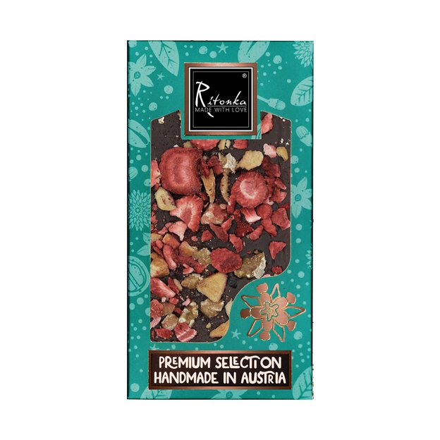 Ritonka Premium Bitterschokolade - Pflaume, Erdbeere, Walnuss 95g Handarbeit - Candyshop.ch