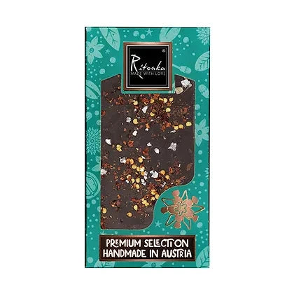 Ritonka Premium Bitterschokolade -  Salz, Chilli 95g Handarbeit - Candyshop.ch