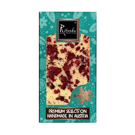 Ritonka Premium weiße Schokolade - Himbeere, Rose - Handarbeit - Candyshop.ch