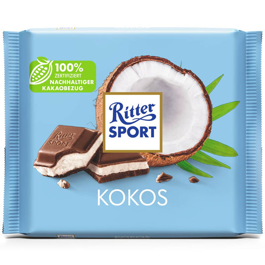 Ritter Sport Kokos 100g  Alpen-Vollmilch-Schokolade mit Kokos-Milch-Creme