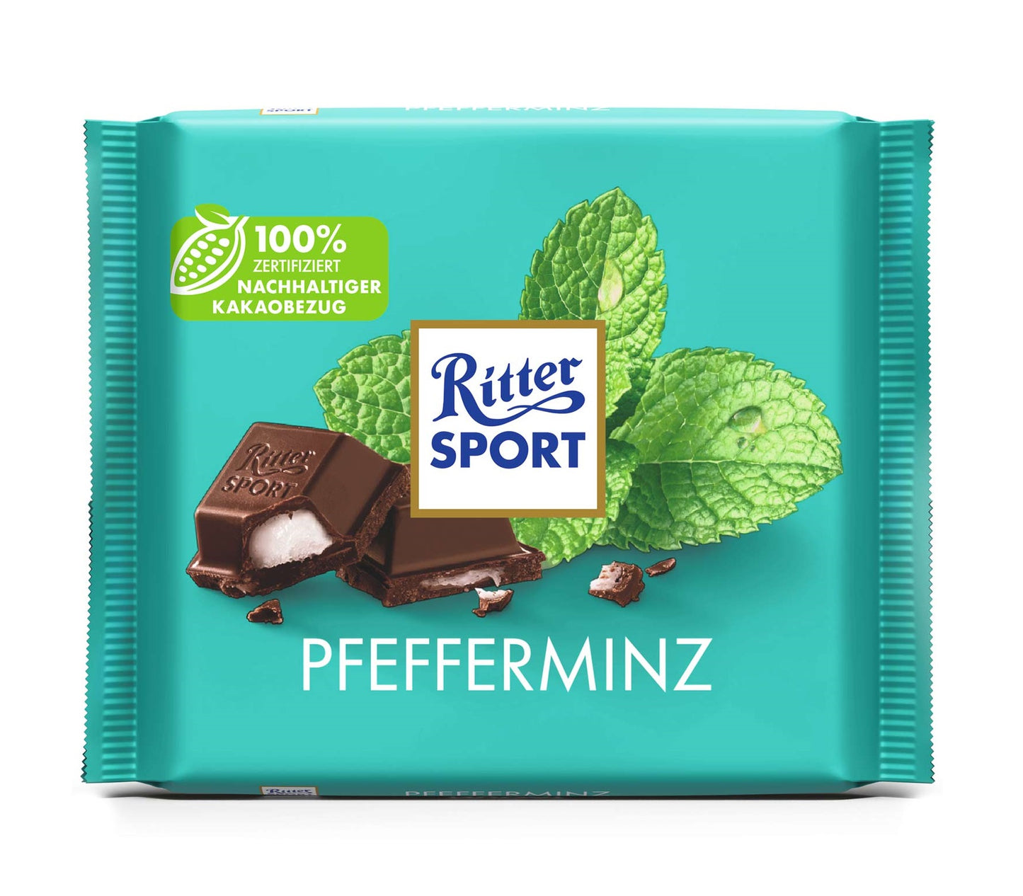 Ritter Sport Pfefferminz 100g Dunkle Halbbitter-Schokolade mit Pfefferminz-Füllung