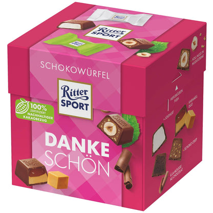 Ritter Sport Schokowürfel Dankeschön 22er Geschenkverpackung mit gefüllter Schokolade