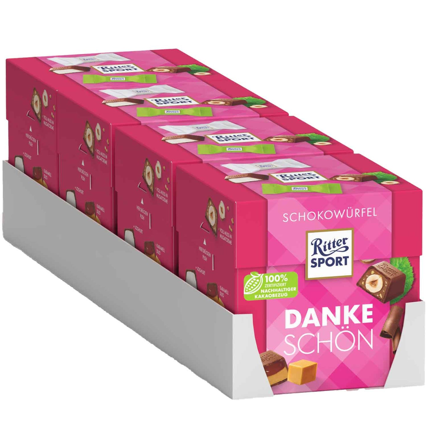 Ritter Sport Schokowürfel Dankeschön 22er Geschenkverpackung mit gefüllter Schokolade