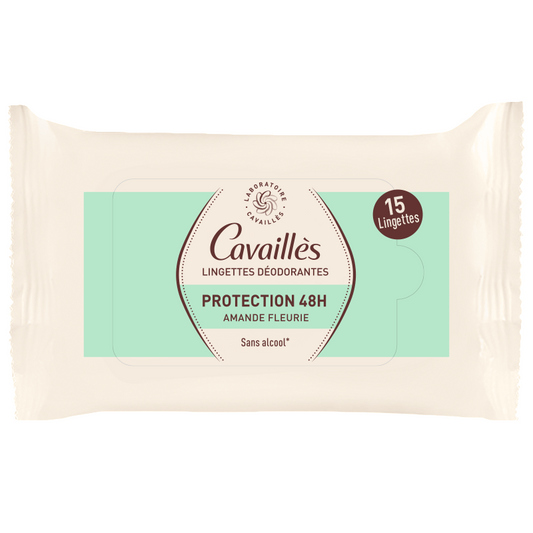 Roge Cavailles Roge Cavailles, Deodorant Wipes, 48h Protection, Antitranspirant, Unisex, 15 stk Regular