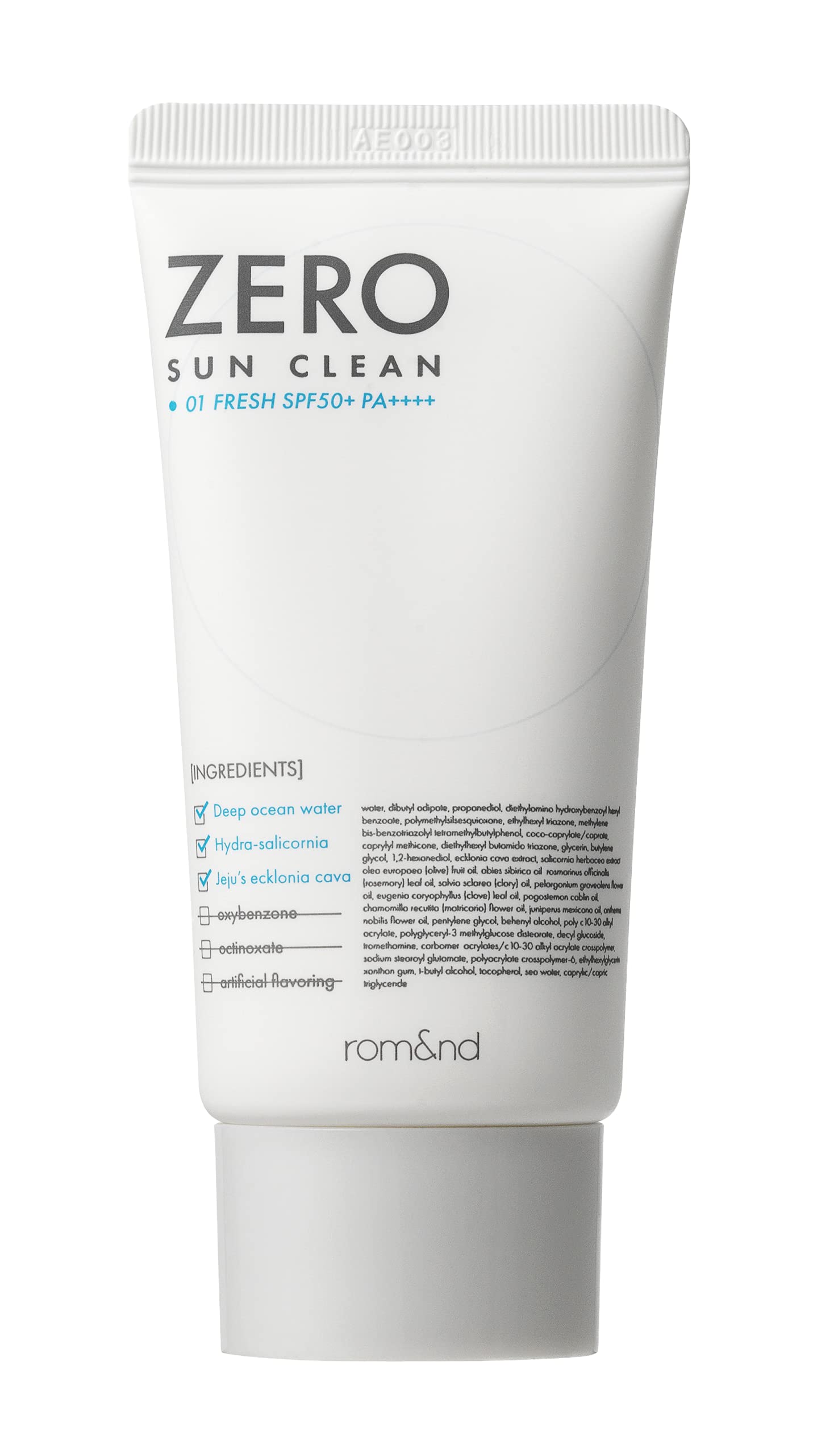 Rom&nd Rom&nd, Zero Sun Clean, Für alle Hauttypen, Vor Sonneneinstrahlung, Helle Sahne, Für das Gesicht, SPF 50+, 50 ml Regul