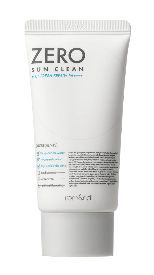 Rom&nd Rom&nd, Zero Sun Clean, Für alle Hauttypen, Vor Sonneneinstrahlung, Helle Sahne, Für das Gesicht, SPF 50+, 50 ml Regul