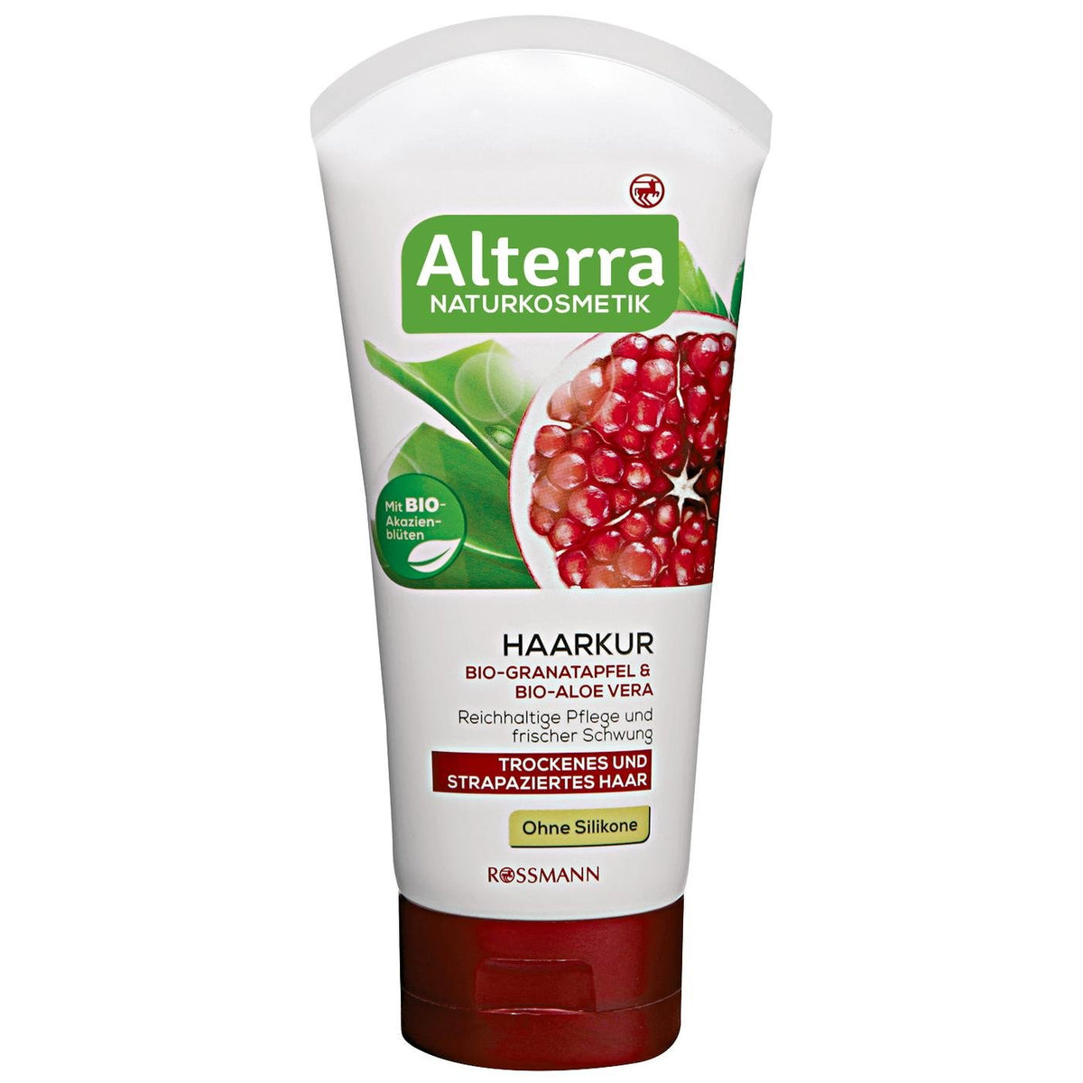 Rossmann Alterra Bio-Granatapfel und Bio-Aloe Vera Haarcreme-Behandlung Feuchtigkeit Glanz Tester 150 ml