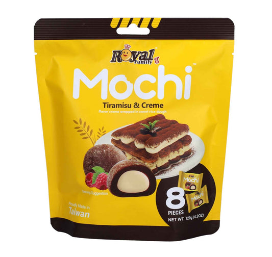 Royal Family Mochi Tiramsu & Creme 8er  8 einzeln verpackte Reiskuchen mit Tiramisu-Geschmack