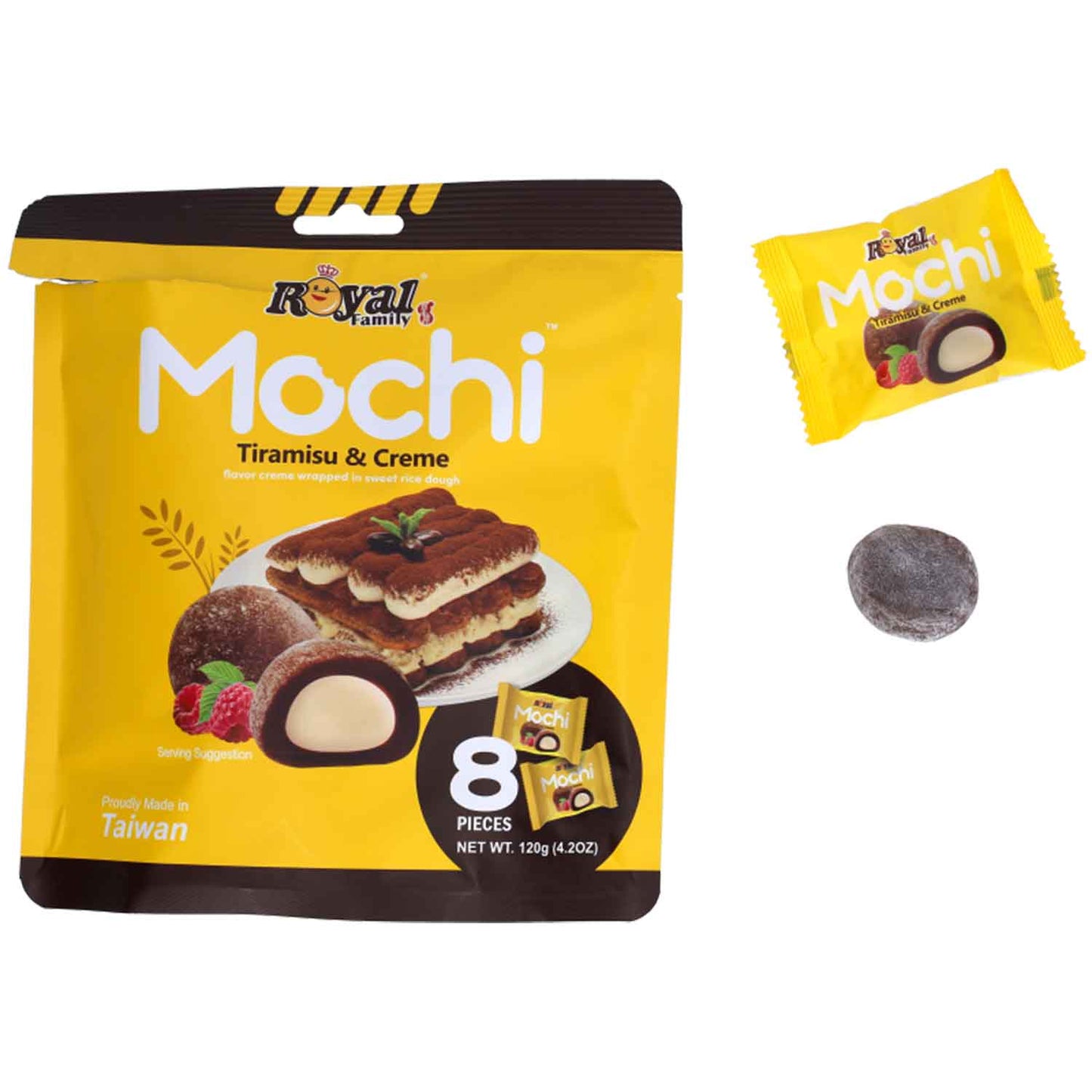 Royal Family Mochi Tiramsu & Creme 8er  8 einzeln verpackte Reiskuchen mit Tiramisu-Geschmack