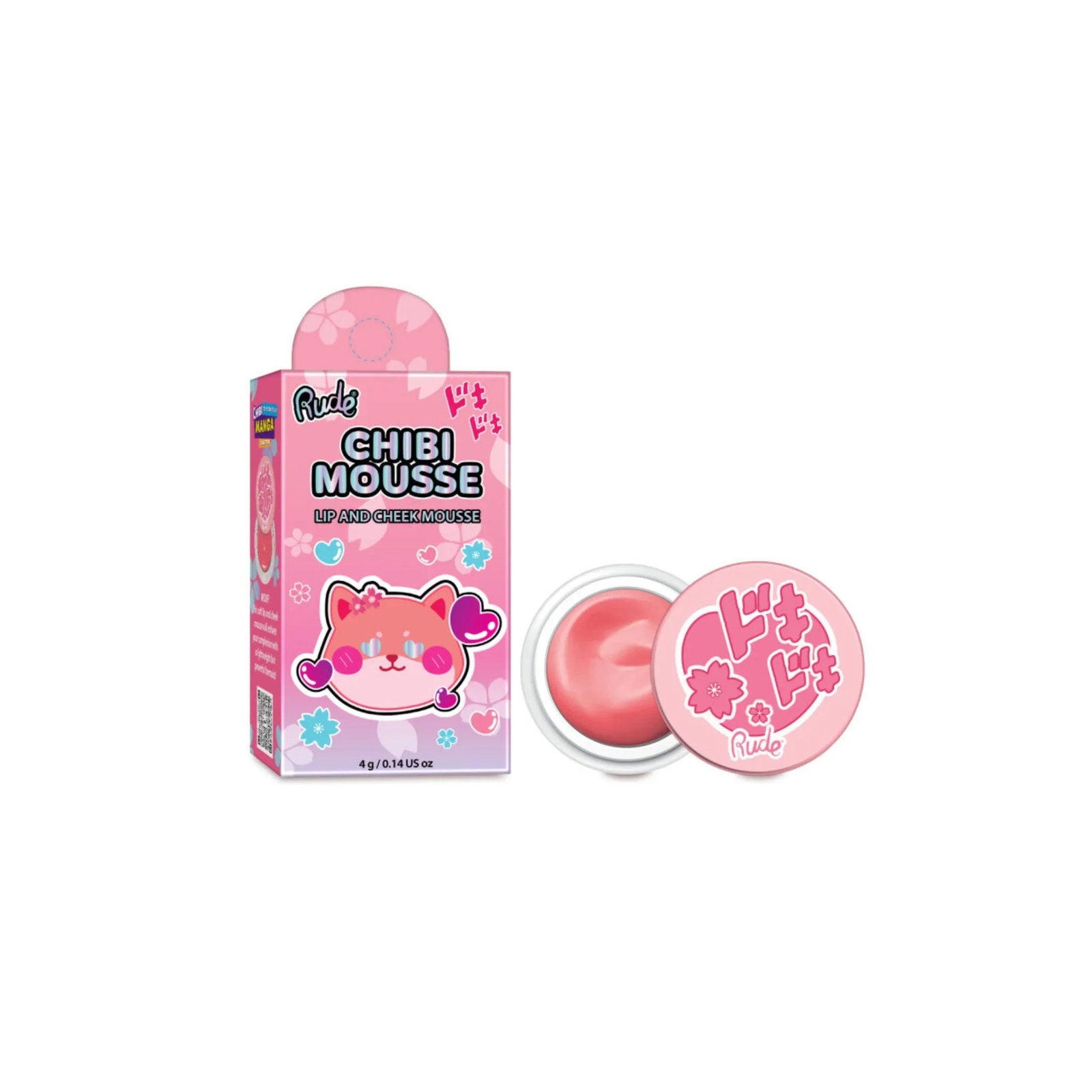 Rude Cosmetics Rude Cosmetics, Chibi Mousse, Lippen- und Wangenbalsam 2-in-1, Flutter, 4 g Regular
