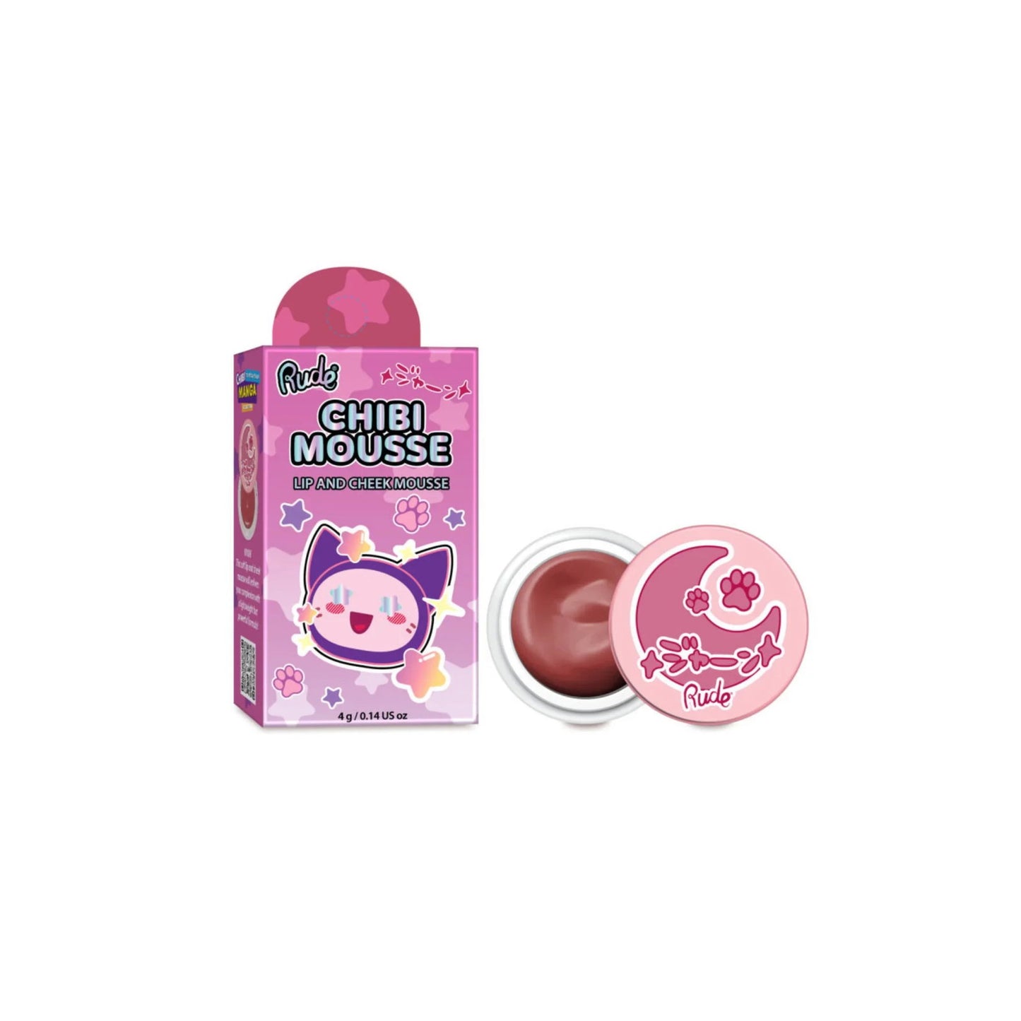 Rude Cosmetics Rude Cosmetics, Chibi Mousse, Lippen- und Wangenbalsam 2-in-1, Tada!, 4 g Regular