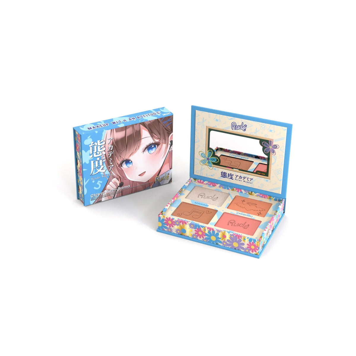 Rude Cosmetics Rude Cosmetics, Clever Kirei-Sama, Mehrzweck, Gesichtspalette, 4 Schattierungen Regular