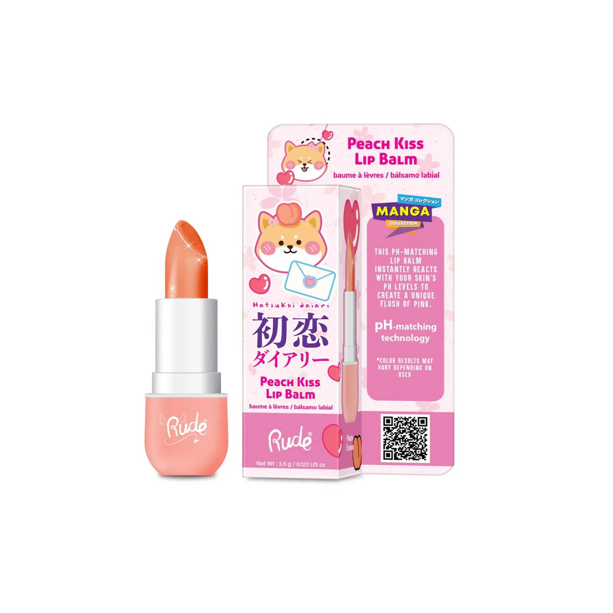 Rude Cosmetics Rude Cosmetics, Peach Kiss, Hydratisierend, Lippenbalsam, 3.5 ml Regular