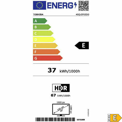 Toshiba Smart Tv Toshiba 40Qv2F63Dg Full Hd 40&quot; Led Hdr Hdr10+ D-Led Hdr10 Dvb-T2 400 Hz Pqi Qled