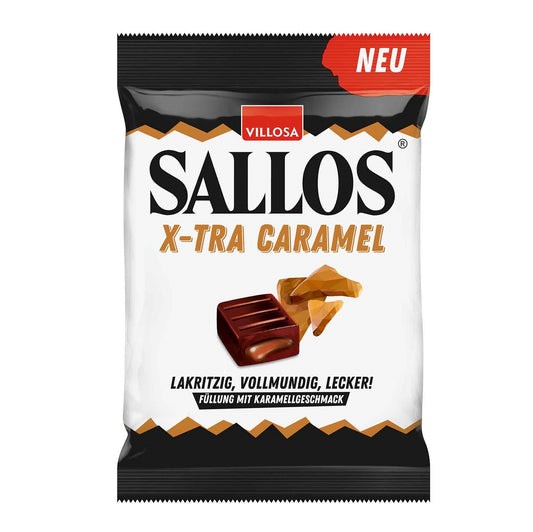 Sallos X-Tra Caramel 135g Einzeln verpackte Lakritzbonbons mit Karamellkern - Candyshop.ch