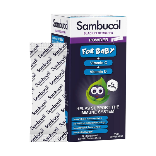 Sambucol Baby Powder mit Schwarzem Holunder, Vitamin C & D – 14 Sticks für Kinder