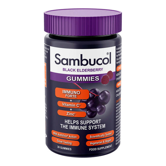 Sambucol Immuno Forte+ Gummibärchen mit Schwarzer Holunderbeere, Vitamin C & Zink – 30 Stück