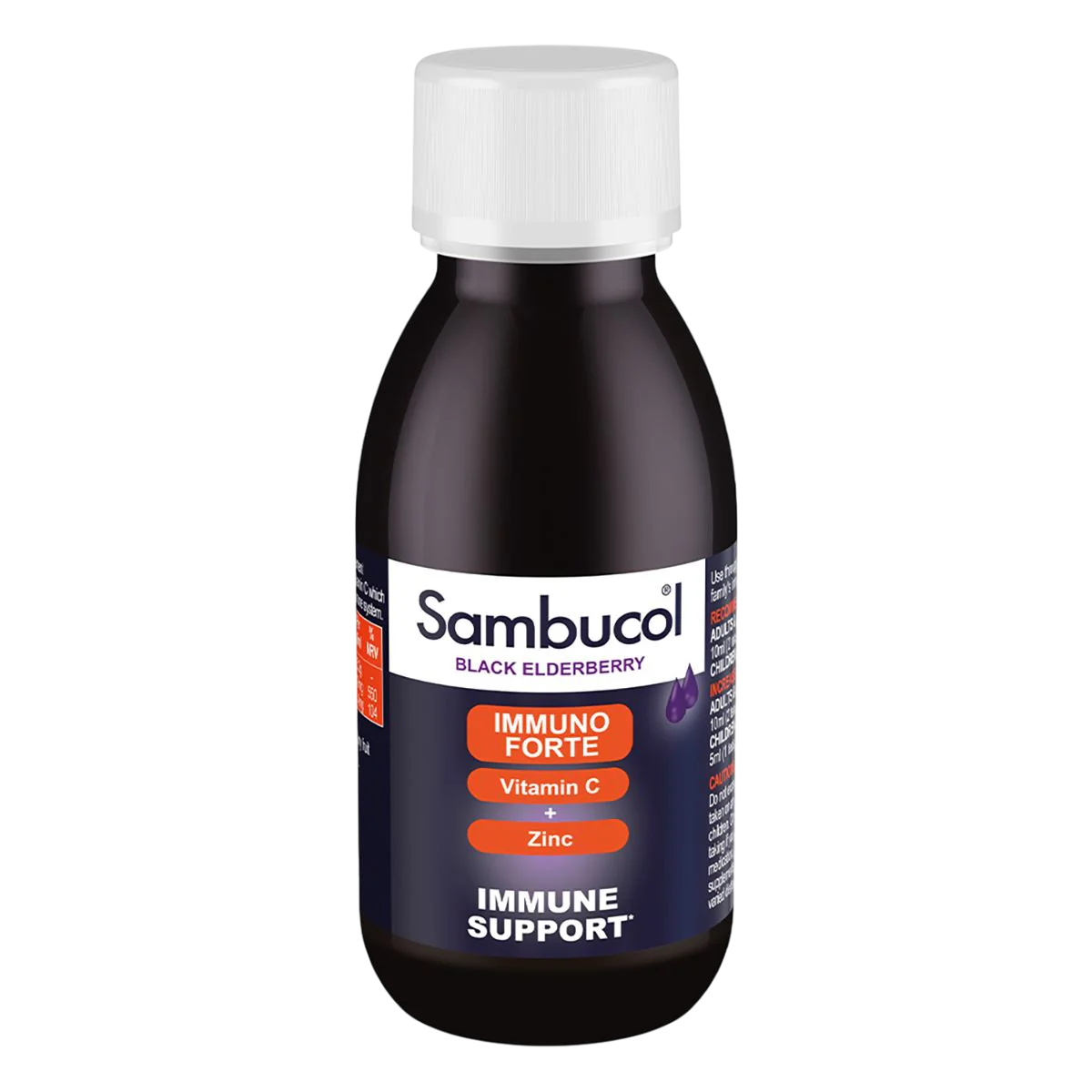 Sambucol Sambucol, Immuno Forte, Schwarze Holunderbeere, Vitamin C und Zink, Unterstützen Sie das Immunsystem, Sirup, 120 ml 