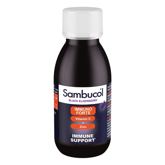 Sambucol Immuno Forte Sirup mit Schwarzer Holunderbeere, Vitamin C & Zink – 120 ml