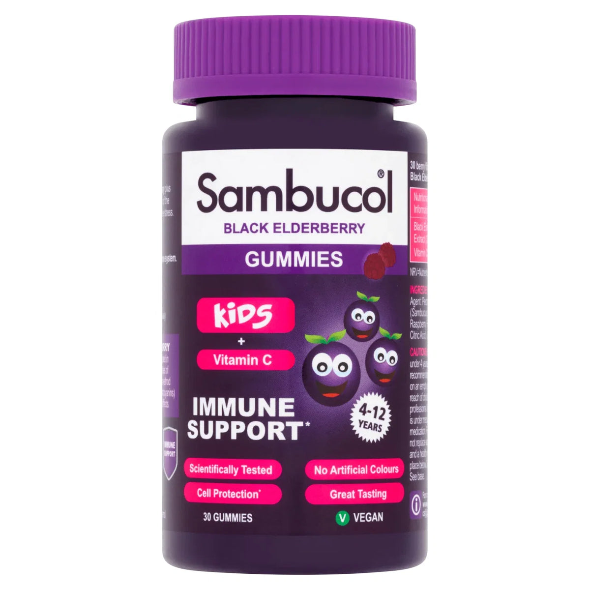 Sambucol Sambucol, Kids, Schwarzer Holunder und Vitamin C, Unterstützen Sie das Immunsystem, Gummibärchen, 30 stk Regular