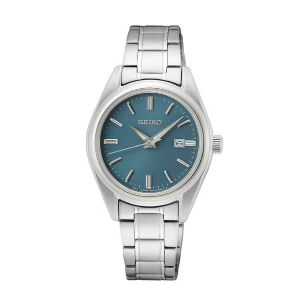 SEIKO Damen Quarzuhr mit Datum aus Edelstahl mit SS Bracelet 30 mm SUR531P1 – Seitenansicht