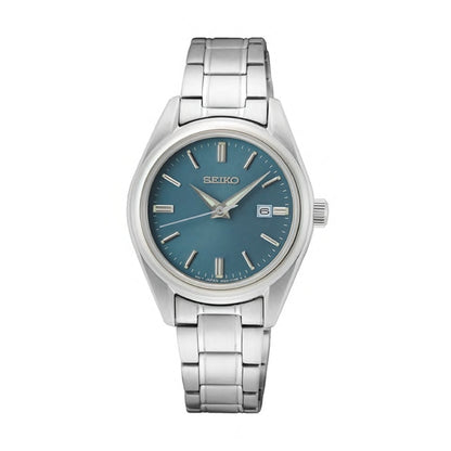 SEIKO Damen Quarzuhr mit Datum aus Edelstahl mit SS Bracelet 30 mm SUR531P1 – Seitenansicht