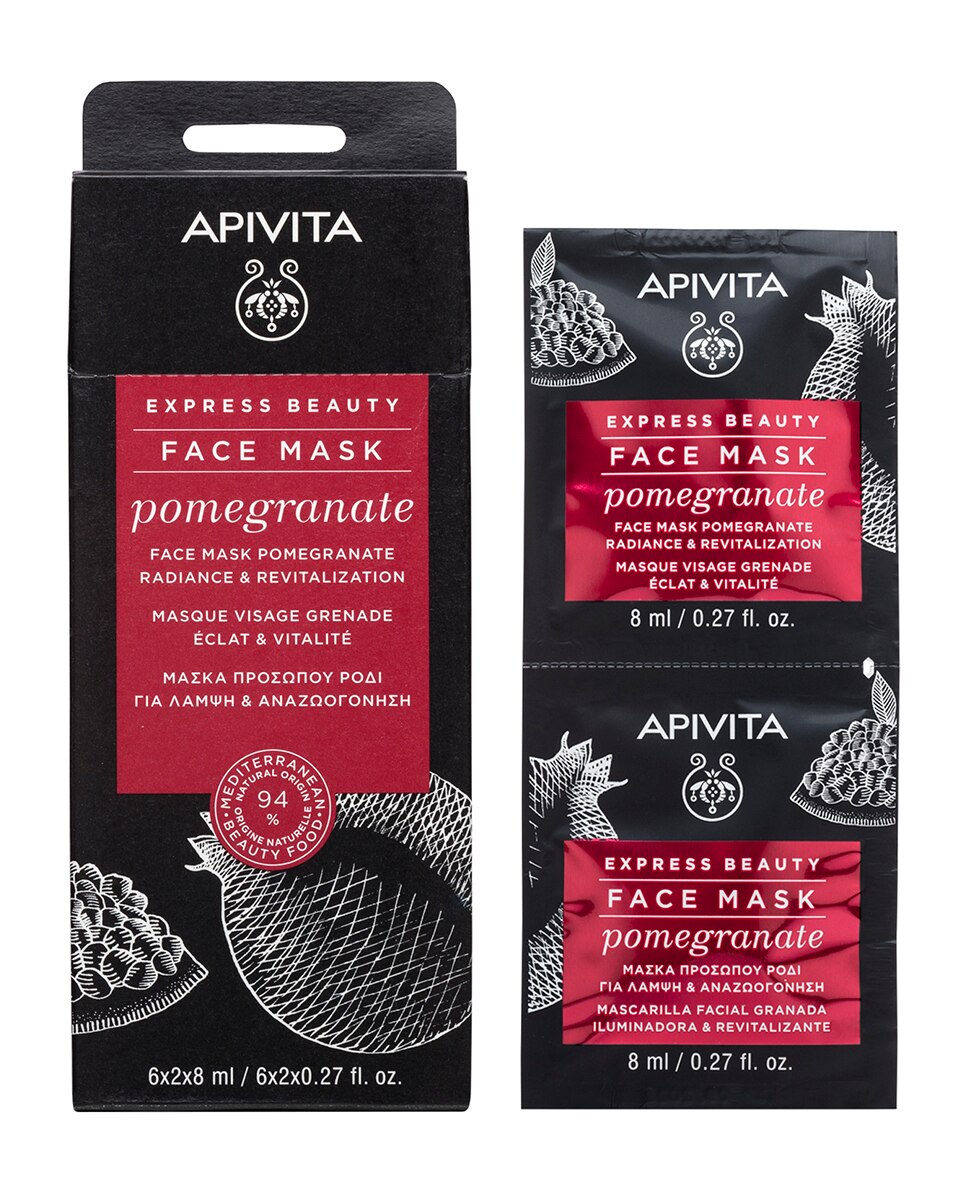 Apivita Crememaske Set, Apivita, Express Pomegranate, Revitalising, Cream Mask, For Face, 2 pcs, 8 ml Regular