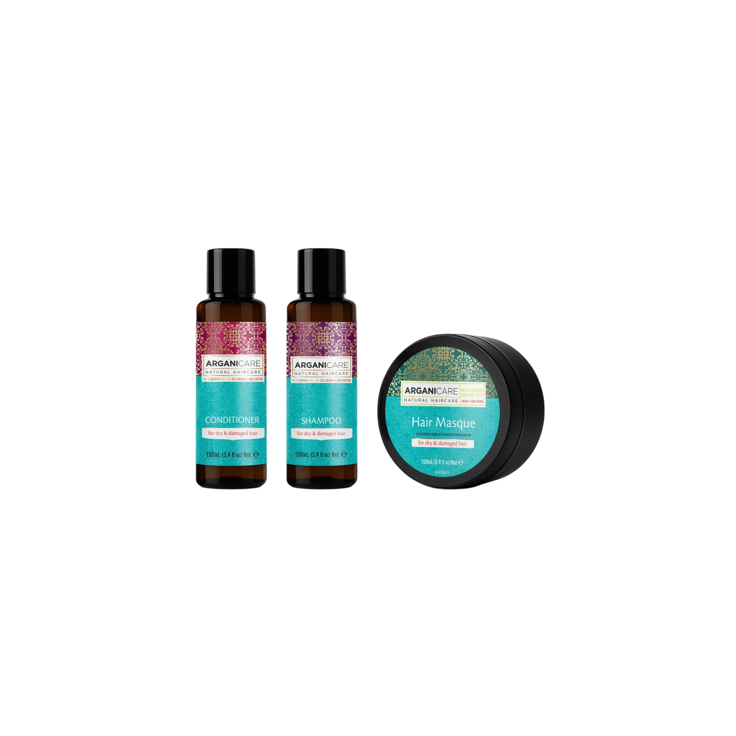 Arganicare Haarpflegeset Set Arganicare: Argan Oil & Shea Butter, Hair Treatment Cream Mask, Repair, Moisturizing, 100 ml + A