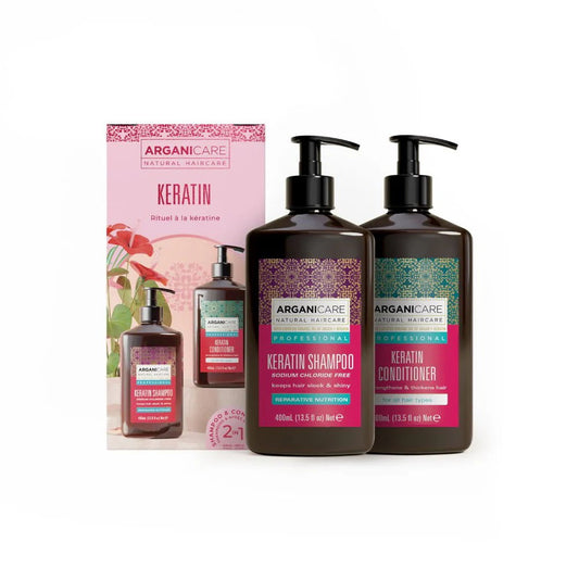 Arganicare Haarpflegeset Set Arganicare: Keratin, Hair Leave-In Conditioner, Shiny, 400 ml + Keratin, Hair Shampoo, Repairing