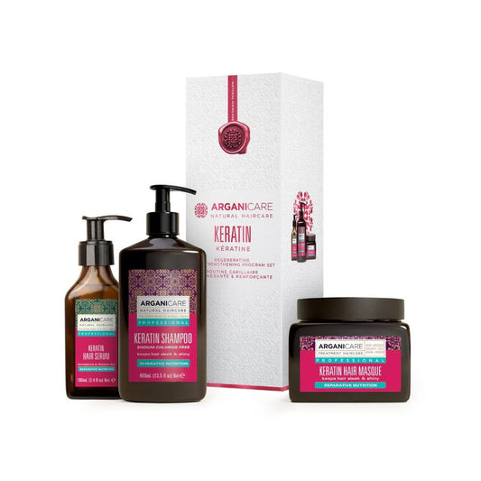 Arganicare Haarpflegeset Set Arganicare: Keratin, Hair Shampoo, Repairing & Nourishing, 400 ml + Keratin, Hair Treatment Crea