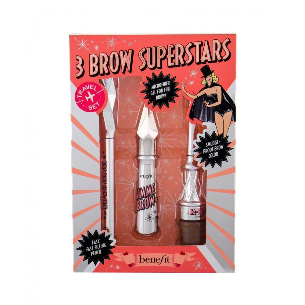 Benefit Schminkset Travel Set Benefit: 3 Brow Superstars, Eyebrow Cream Pencil, 03, 0.17 g + 3 Brow Superstars, Eyebrow Gel, 