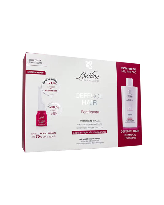 BioNike Haarpflegeset Set BioNike: Defence Hair, Hair Shampoo, Fortifying, 200 ml + Defence, Fortifying, Ampoules Treatment S