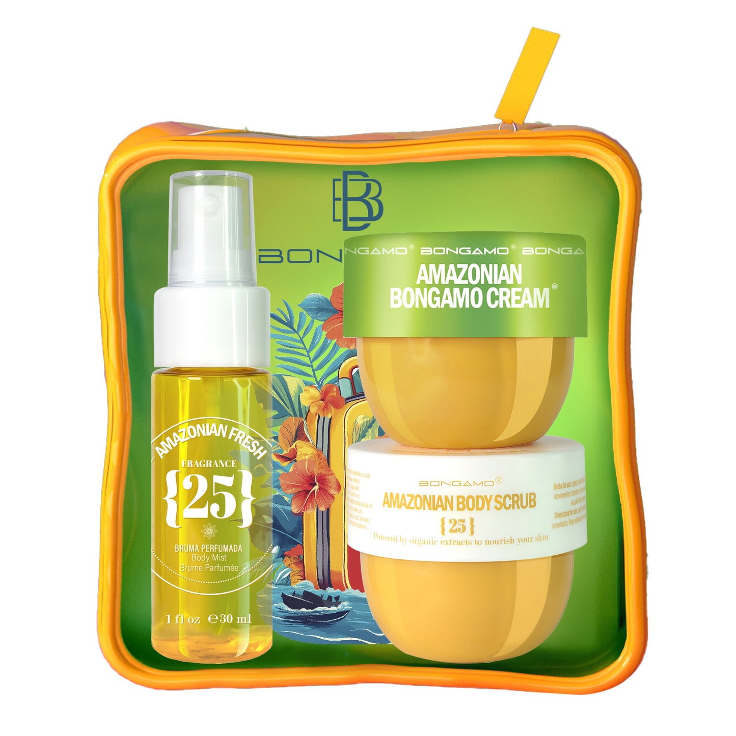 Bongamo Hautpflegeset Set Bongamo: Amazonian Fresh 25, Refreshing, Body Spray, Vanilla, 30 ml + Amazonian Fresh 25, Smoothing
