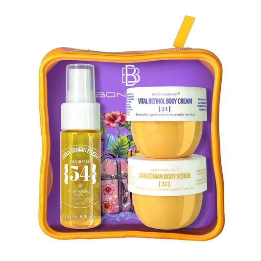 Bongamo Hautpflegeset Set Bongamo: Amazonian Fresh 25, Smoothing, Body Scrub, 50 ml + Vital Retinol, Anti-Ageing, Body Cream,