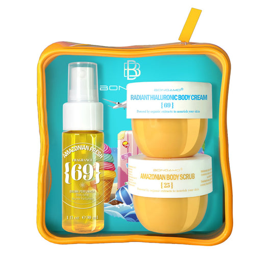 Bongamo Hautpflegeset Set Bongamo: Amazonian Fresh 69, Refreshing, Body Spray, 30 ml + Amazonian Fresh 25, Smoothing, Body Sc