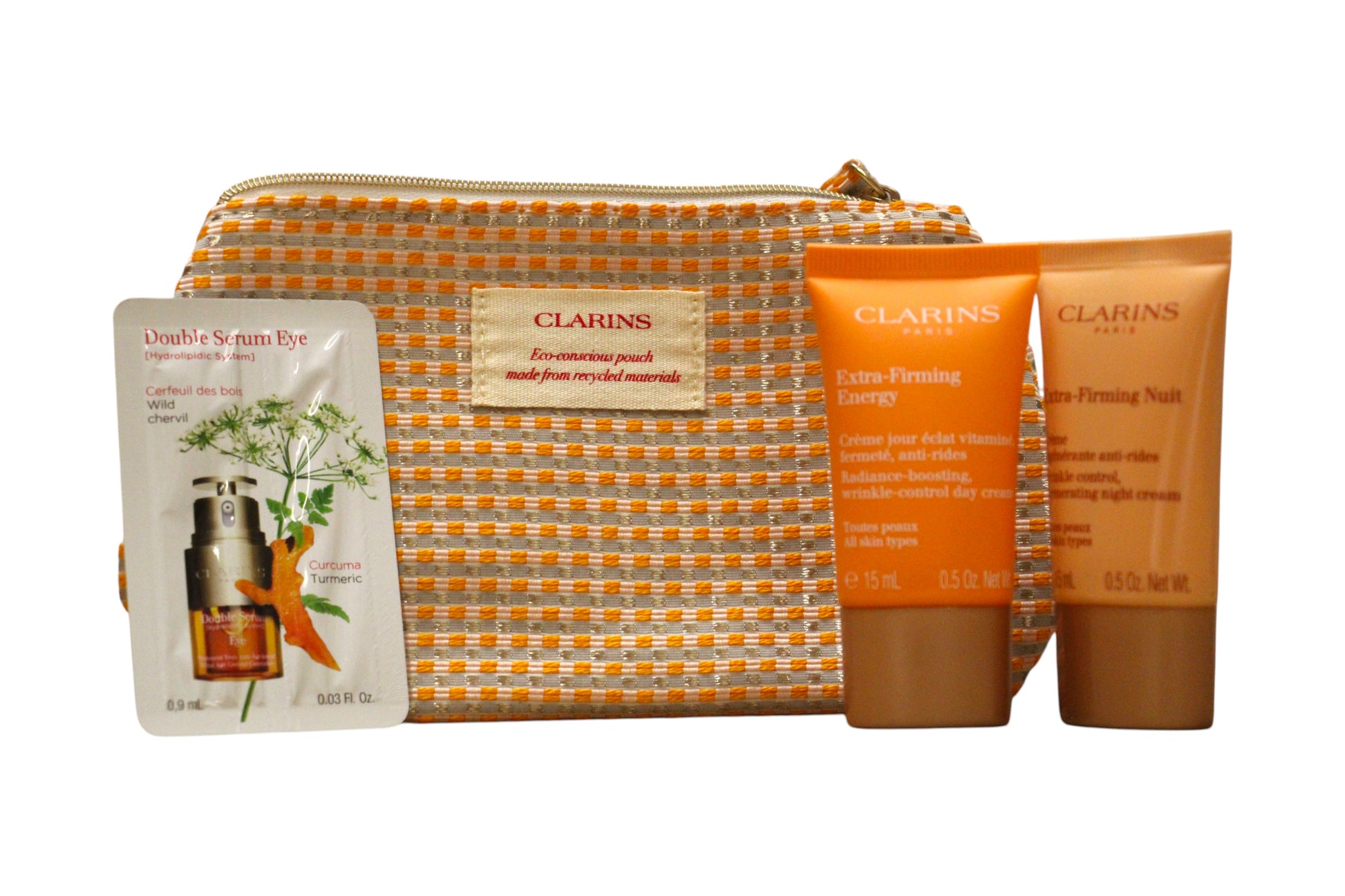 Clarins Hautpflegeset Set Clarins: Double Eye, Anti-Ageing, Eye Serum, 0.9 ml *Sample + Extra-Firming Energy, Anti-Wrinkle, D