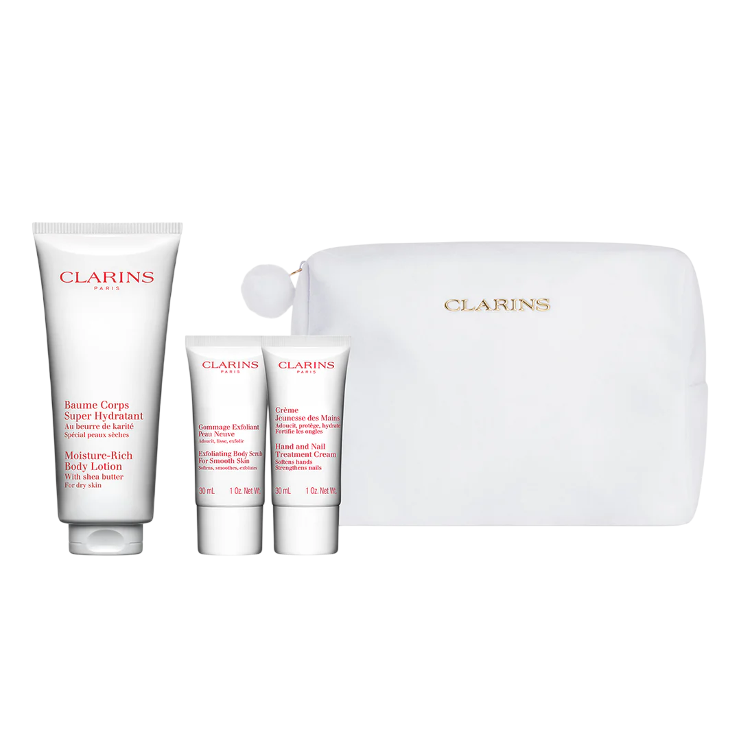 Clarins Hautpflegeset Set Clarins: Moisture-Rich, Shea Butter, Moisturising, Body Lotion, Body, 200 ml + Jeunesse Des Mains, 