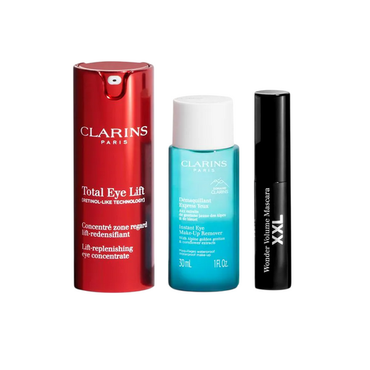 Clarins Hautpflegeset Set Clarins: Total Eye, Lift, Day, Eye Serum, 15 ml + Instant Eye, Makeup Remover Lotion, 30 ml + Wonde