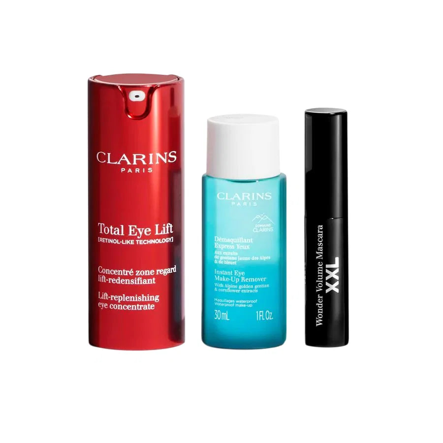 Clarins Hautpflegeset Set Clarins: Total Eye, Lift, Day, Eye Serum, 15 ml + Instant Eye, Makeup Remover Lotion, 30 ml + Wonde