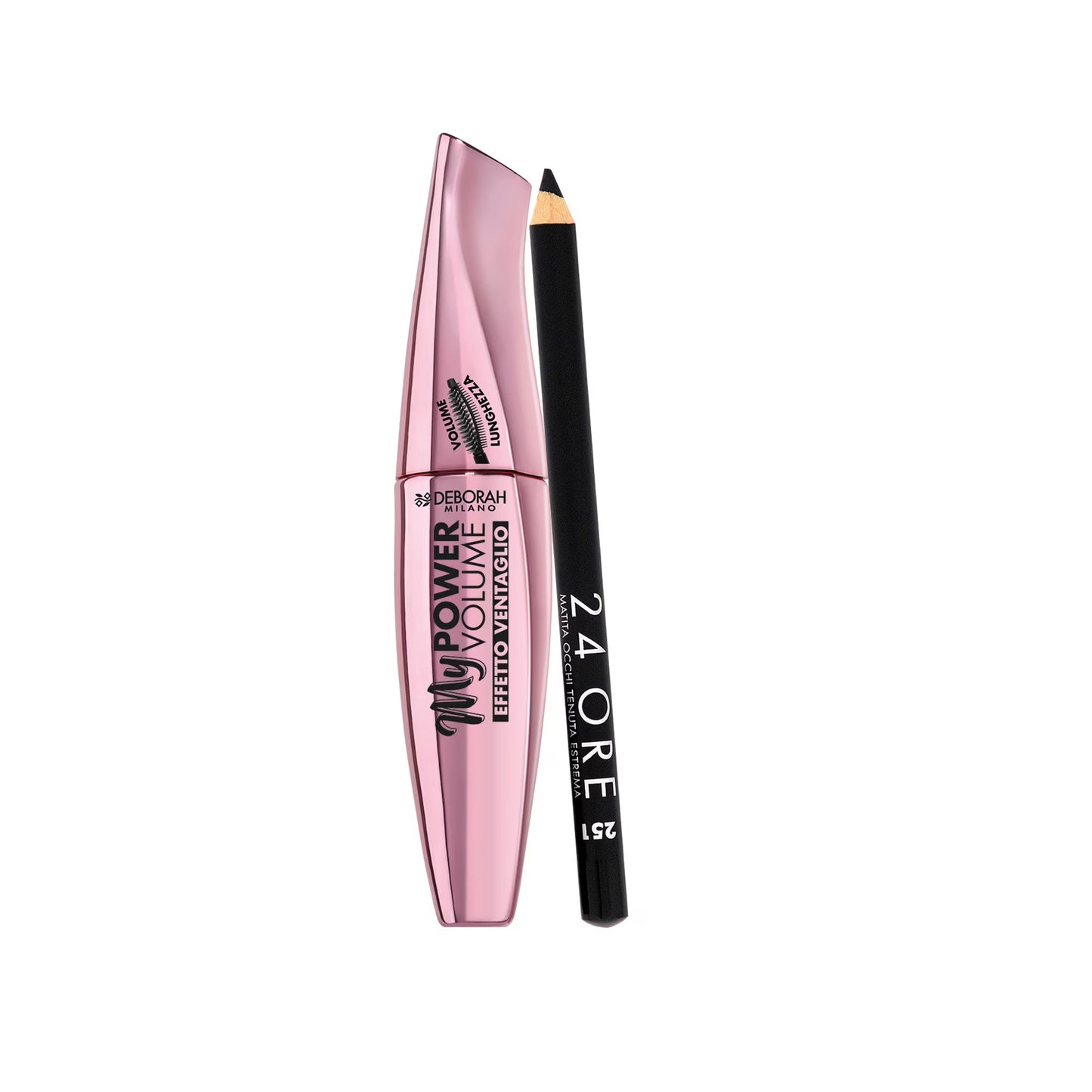 Deborah Schminkset Set Deborah: 24H Extra, Gel Pencil Eyeliner, Black, 1.5 g + My Power, Waterproof, Volumizing, Mascara, Bla