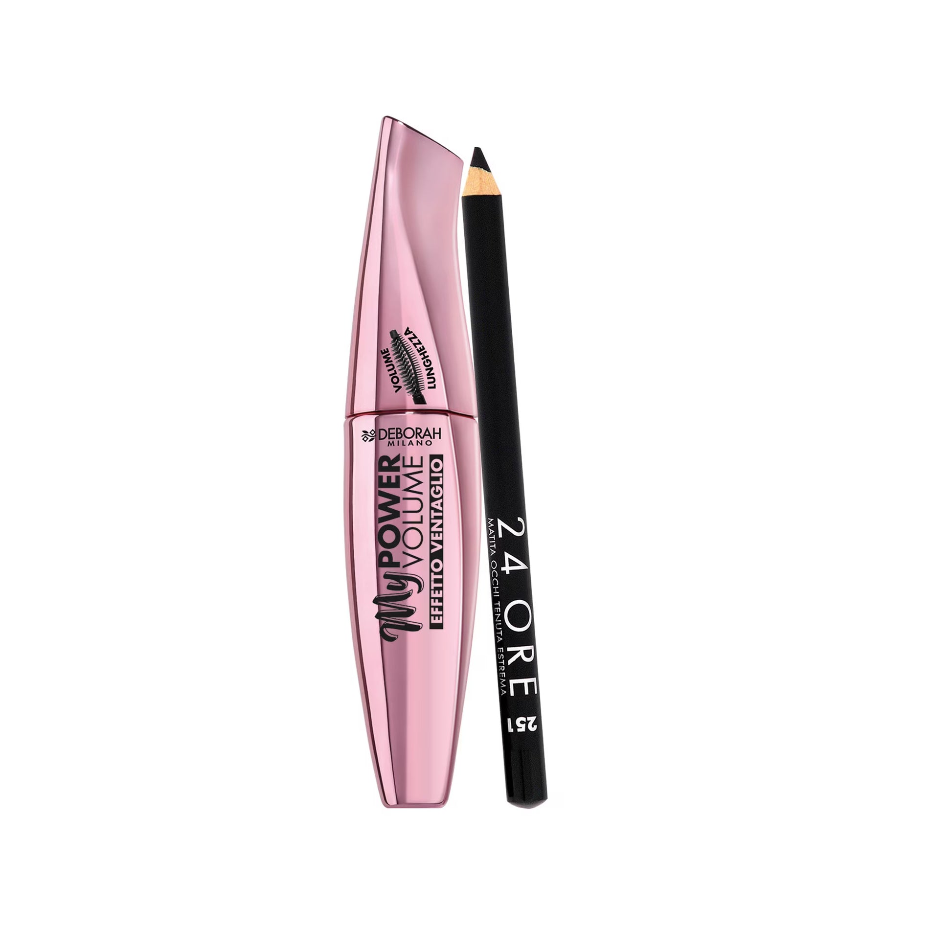 Deborah Schminkset Set Deborah: 24H Extra, Gel Pencil Eyeliner, Black, 1.5 g + My Power, Waterproof, Volumizing, Mascara, Bla