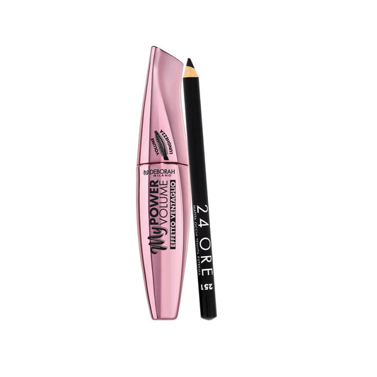 Deborah Schminkset Set Deborah: 24H Extra, Gel Pencil Eyeliner, Black, 1.5 g + My Power, Waterproof, Volumizing, Mascara, Bla