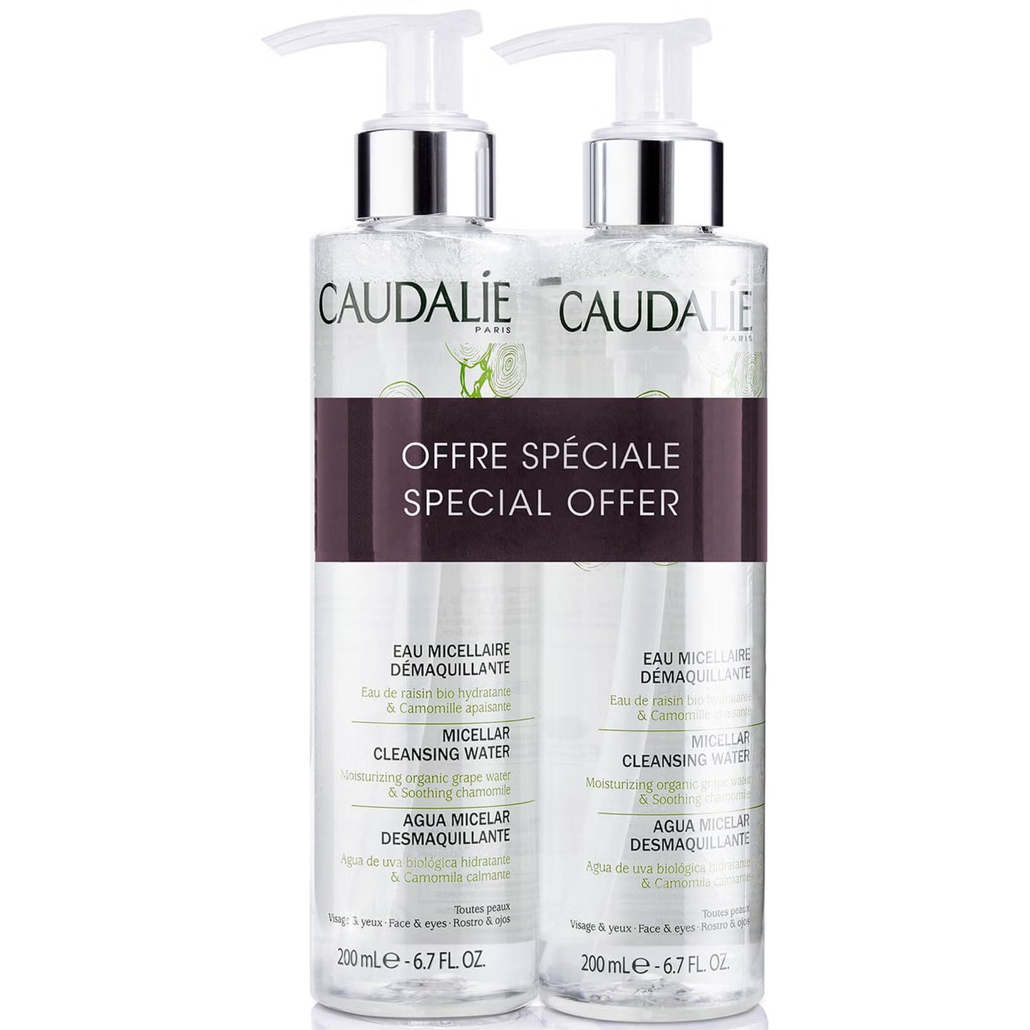Caudalie Duo Set, Caudalie, Caudalie, Reinigung, Mizellenwasser, Für alle Hauttypen, 2 stk, 200 ml Regular