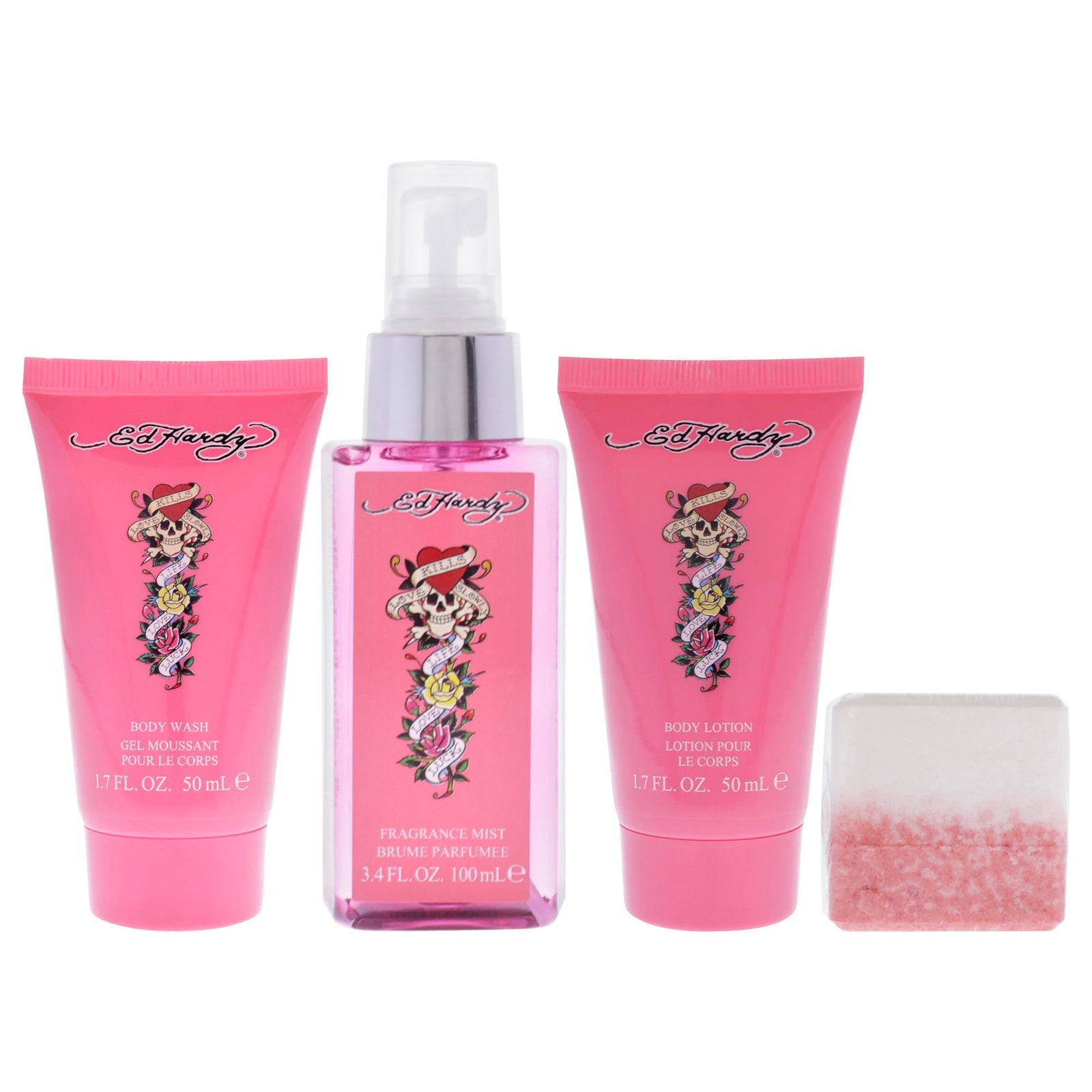 Ed Hardy Parfümset Set Ed Hardy: Ed Hardy, Scented Spray, For Women, 50 ml + Ed Hardy, Body Wash, 50 ml + Ed Hardy, Hydrates,