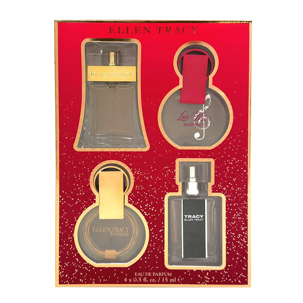 Ellen Tracy Duftset für Damen – Classic, Tracy, Bronze & Love Notes, je 15 ml Eau de Parfum